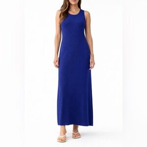 The Drop Royal Blue Sleeveless Maxi Dress Minimalist Knit Column Size M